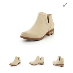 SOREL - Women's Lolla Cut Out Bootie-Suede Ankle Boot with Stacked Heel